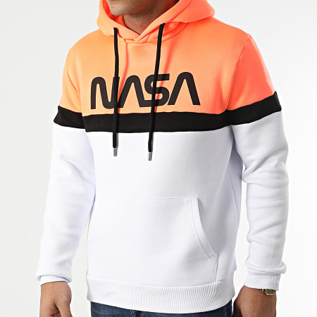 NASA - Felpa con cappuccio Worm Orange Fluo White Black Tricolour