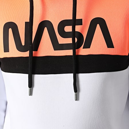 NASA - Sweat Capuche Tricolore Worm Orange Fluo Blanc Noir