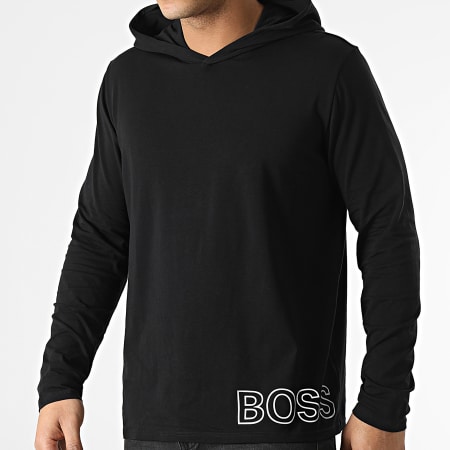BOSS - Tee Shirt A Manches Longues Capuche Identity 50463496 Noir Argenté