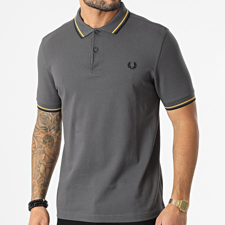 Fred Perry - Polo de manga corta Twin Tipped M3600 Gris carbón