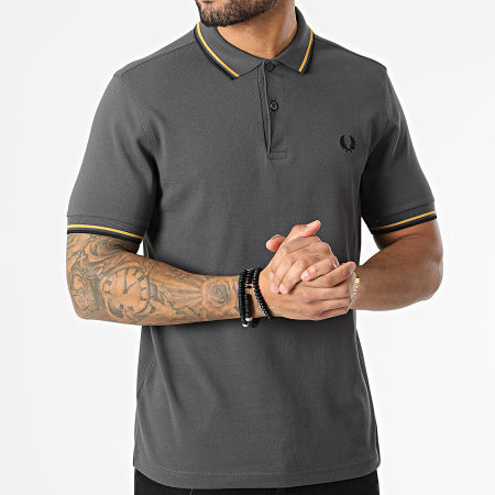 Fred Perry - Polo de manga corta Twin Tipped M3600 Gris carbón