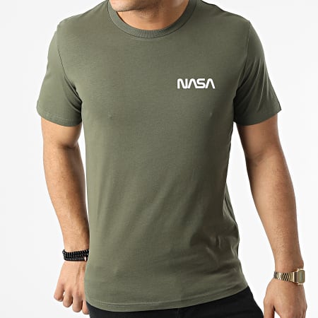 NASA - Tee Shirt Simple Chest Vert Kaki Blanc