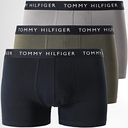 Tommy Hilfiger - Set di 3 boxer Premium Essentials 2203 Verde kaki Grigio marina