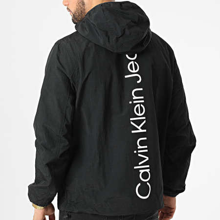 Calvin Klein - Chaqueta con capucha y cremallera Logotipo institucional 0329 Negro