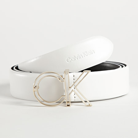Calvin Klein - Cinturón para mujer CK Frame 8899 Blanco