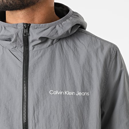 Calvin Klein - Logo istituzionale 0329 Giacca con cappuccio e zip grigia