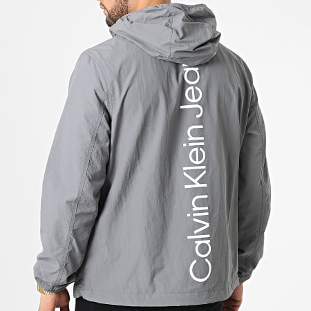Calvin Klein - Logo istituzionale 0329 Giacca con cappuccio e zip grigia