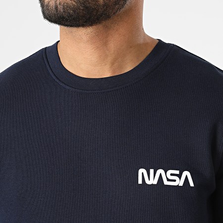 NASA - Felpa girocollo semplice petto blu navy