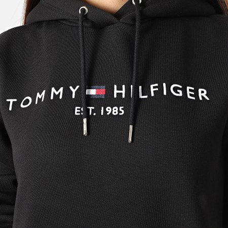 Tommy Hilfiger - Robe Sweat Capuche Femme Regular 0061 Noir