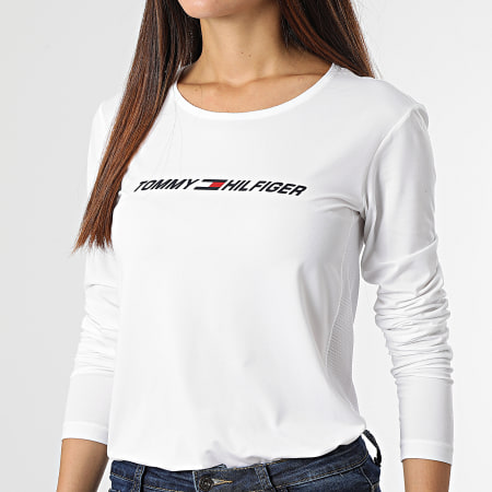 Tommy Hilfiger - Tee Shirt Manches Longues Femme Regular Graphic 1204 Blanc