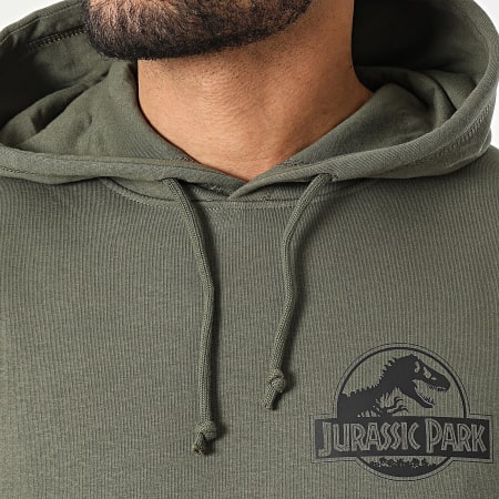 Jurassic Park - Sweat Capuche Chest Logo Vert Kaki Noir