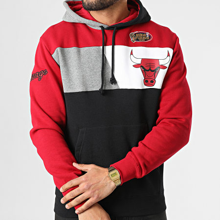 Mitchell and Ness - Sweat Capuche NBA Color Block Chicago Bulls Noir Rouge