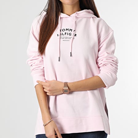 Tommy Hilfiger - Sweat Capuche Femme Relaxed Text 2411 Rose
