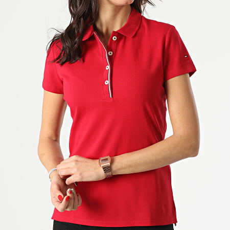 Tommy Hilfiger - Polo Manches Courtes Femme Global Stripe 2557 Rouge