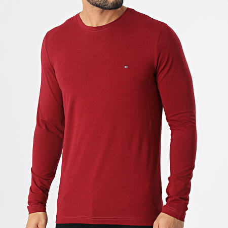 Tommy Hilfiger - Tee Shirt Manches Longues Stretch Fit Slim 0804 Bordeaux