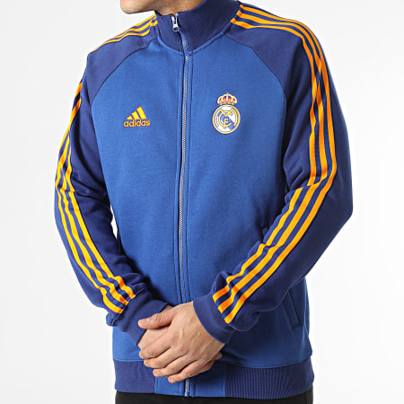 adidas - Veste Zippée A Bandes Real Madrid HA2533 Bleu Roi