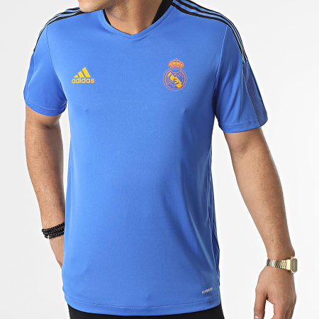 Adidas Performance - Camiseta Deportiva Rayas Real Madrid HA2585 Azul