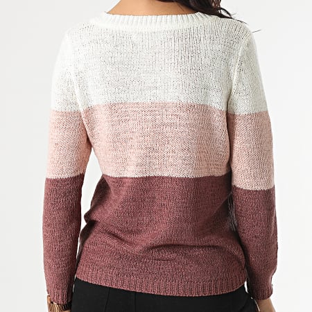 Only - Pull Femme Geena Blanc Rose Bordeaux