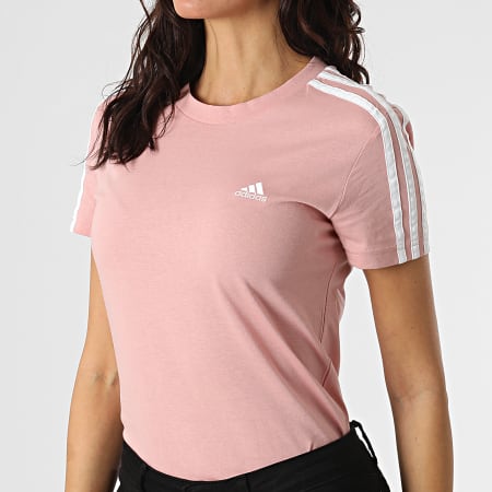 Adidas Sportswear - Tee Shirt Femme A Bandes 3 Stripes HF7236 Rose