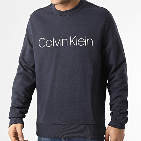 Calvin Klein - Felpa logo in cotone girocollo 4059 blu navy