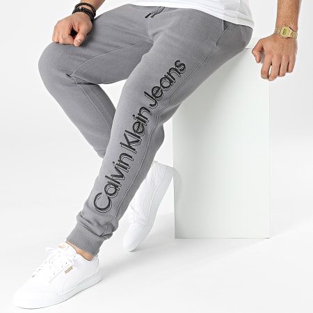 Calvin Klein - Pantalon Jogging Vertical Bold Institutional 9651 Gris Anthracite