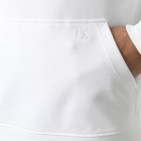 Calvin Klein - Felpa con cappuccio Repeat Logo 9701 Bianco