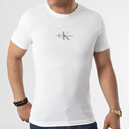 Calvin Klein - Tee Shirt Monogram Logo 9877 Blanc