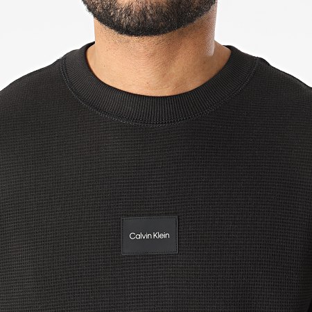 Calvin Klein - Sweatshirt met ronde hals Textured Grid 8055 Zwart