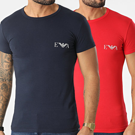 Emporio Armani - Set di 2 magliette 111670-2R715 blu navy rosso