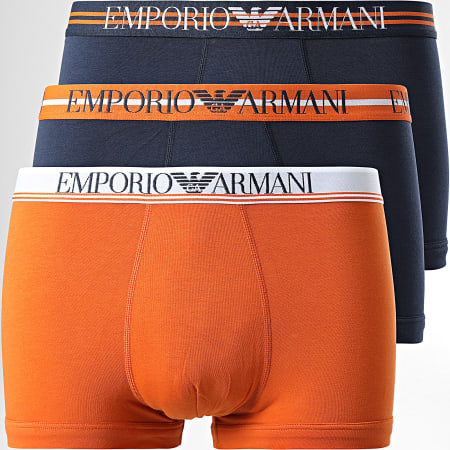 Emporio Armani - Lot De 3 Boxers 111357-2R723 Bleu Marine Orange