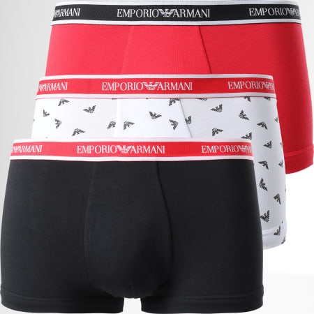 Emporio Armani - Lot De 3 Boxers 111357-2R717 Noir Rouge Blanc