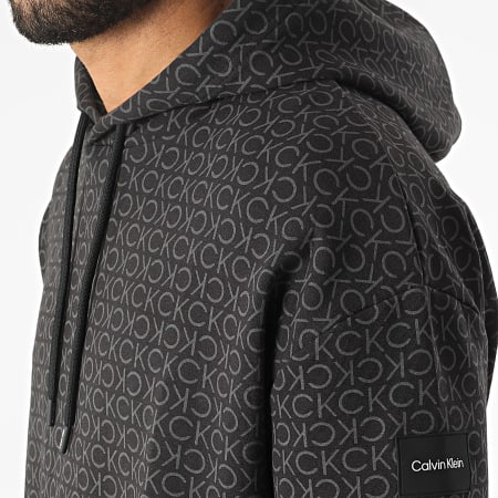 Calvin Klein - Felpa con cappuccio Comfort Allover Logo 8448 Nero