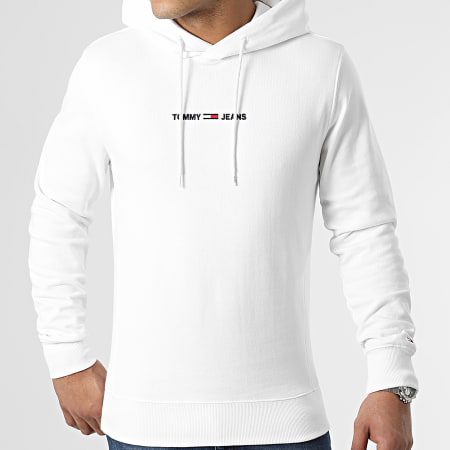 Tommy Jeans - Sweat Capuche Straight Logo 1632 Blanc