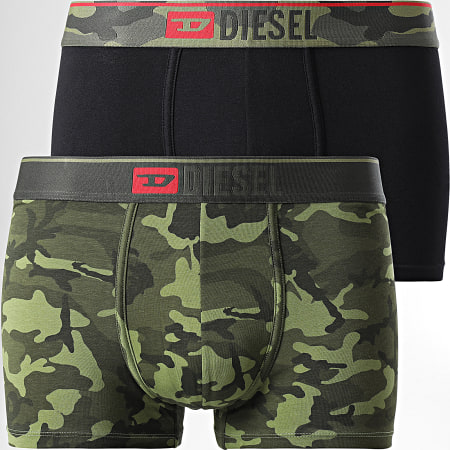 Diesel - Set di 2 boxer Damien 00SMKX-0WCAS Nero Verde Khaki Camo