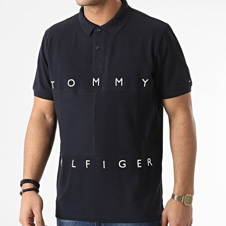 Tommy Hilfiger - Polo de manga corta con parche de bandera mono 2059 azul marino