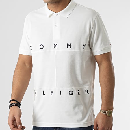 Tommy Hilfiger - Polo Manches Courtes Mono Flag Patchwork 2059 Blanc