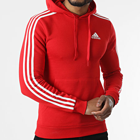 Adidas Sportswear - Felpa con cappuccio a 3 strisce GU2523 Rosso