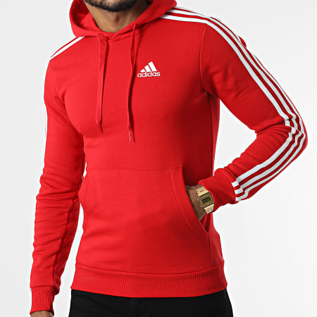 Adidas Sportswear - Felpa con cappuccio a 3 strisce GU2523 Rosso