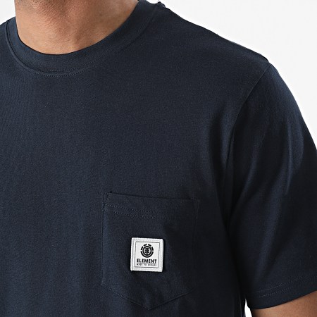 Element - Tee Shirt Poche Basic Pocket Label Bleu Marine