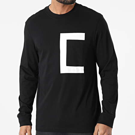 Calvin Klein - Camiseta de manga larga con bolsillo de bloqueo 9722 Negro