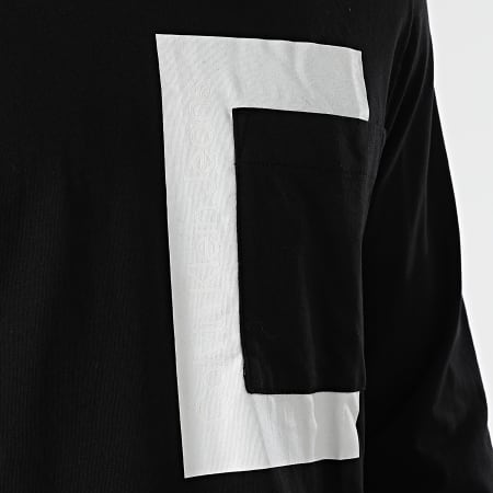 Calvin Klein - Blocco 9722 Maglietta nera a maniche lunghe con taschino