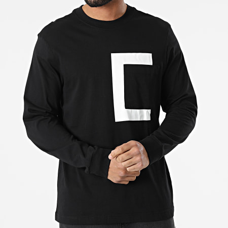 Calvin Klein - Blocco 9722 Maglietta nera a maniche lunghe con taschino