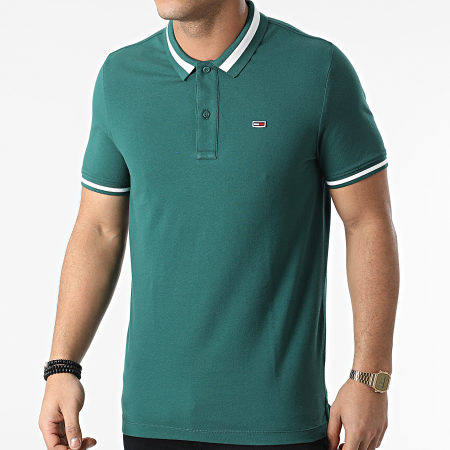 Tommy Jeans - Polo Manches Courtes Tipped Stretch 2220 Vert