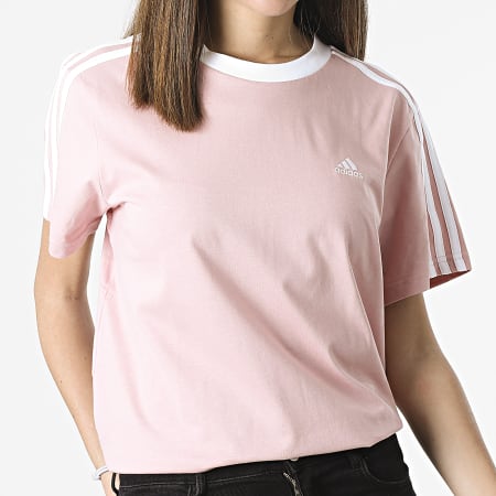 Adidas Performance - Camiseta Mujer Rayas HF1865 Rosa