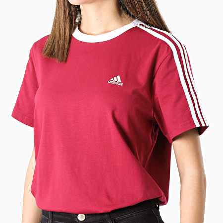 Adidas Performance - Camiseta Mujer Rayas HF1867 Burdeos