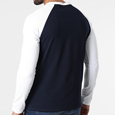 Frilivin - Tee Shirt à Manches Longues Bleu Marine Blanc