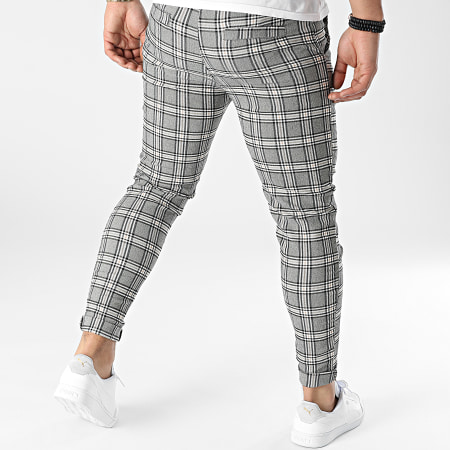 Frilivin - Pantaloni slim a quadri grigio erica