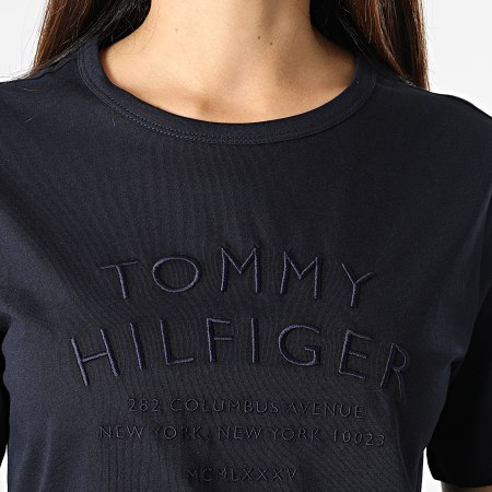 Tommy Hilfiger - Tee Shirt Femme Regular Text 4269 Bleu Marine
