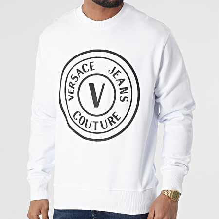 Versace Jeans Couture - Top con girocollo Vemblem Rub 72GAIT20 Bianco