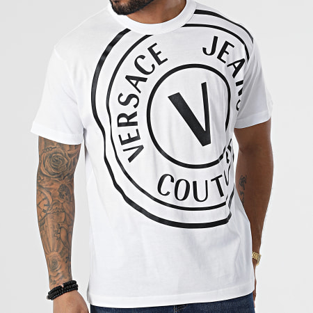 Versace Jeans Couture - Tee Shirt Centered Vemblem 72GAHT19 Blanc